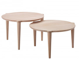 Table basse scandinave Orbit round Wood. 3 Ø, 3 hauteurs