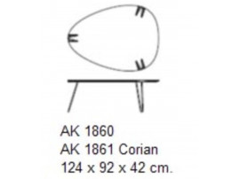 Table basse scandinave triangulaire Shark AK 1860, Massif ou Corian