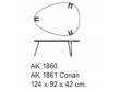 Shark triangular coffee table AK 1860, solid wood or Coribn