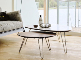 Shark round coffee table AK 1850. Ø 70 cm ou 100 cm,solid wood or Coribn