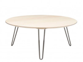 Table basse scandinave ronde Shark AK 1850, Massif ou Corian. Ø 70 cm ou 100 cm