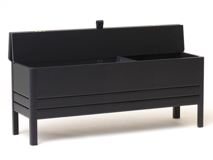 A Line Storage Bench, black stained Oak | Galerie Møbler