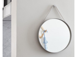 Strap mirror grey Ø 70 cm