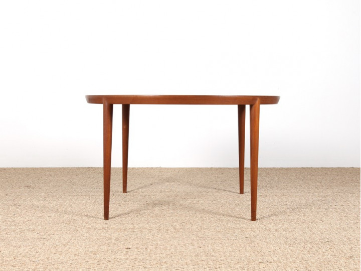 Table basse scandinave ronde teck