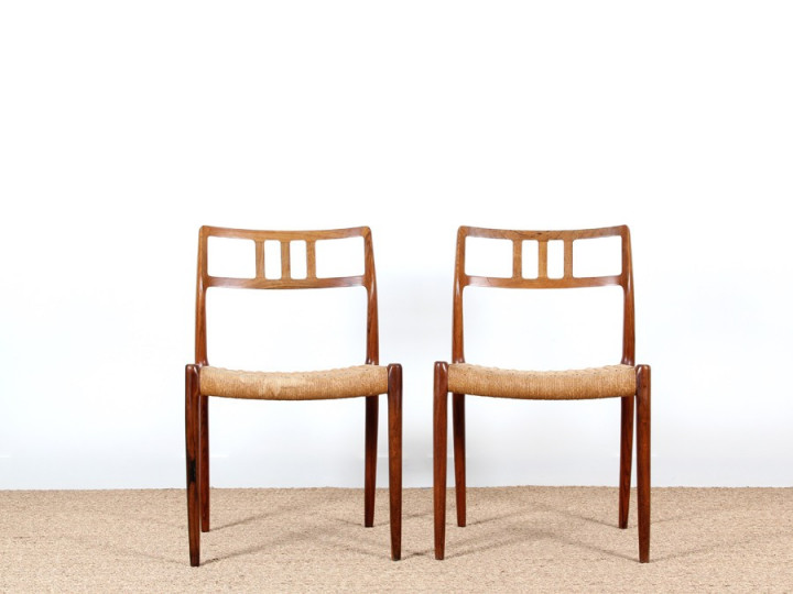 Pair of Scandinavian rosewood chairs. Model 79. 