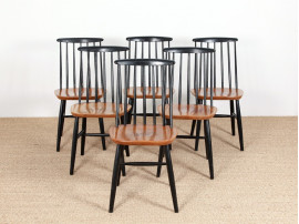 Série de 6 chaises scandinaves. Modèle Fanette.