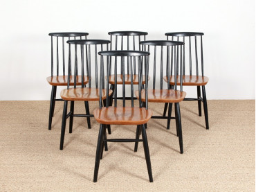 Série de 6 chaises scandinaves. Modèle Fanette.
