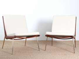 Pair of Scandinavian teak easy chairs Model Boomerang.  