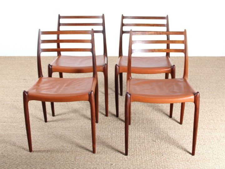 Set of 4 Scandinavian rosewood chairs. Model 78. 