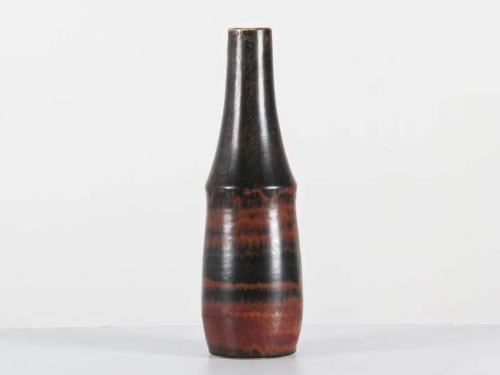 Scandinavian ceramic vase in black and brick colour