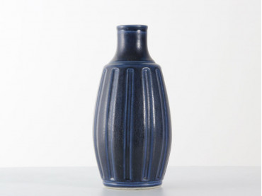 Scandinavian ceramics. Tall blue vase.