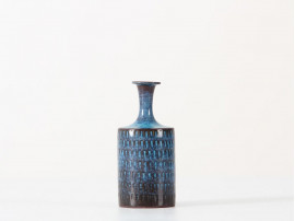 Scandinavian ceramics. Miniature turquoise and brown vase