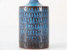 Scandinavian ceramics. Miniature turquoise and brown vase