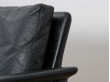 2-seater black leather sofa, model 500