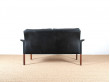 2-seater black leather sofa, model 500