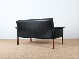 Canapé 2 places en cuir noir modèle 500
