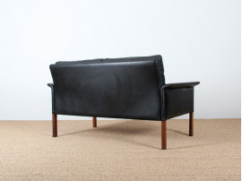 2-seater black leather sofa, model 500