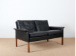 2-seater black leather sofa, model 500