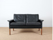 2-seater black leather sofa, model 500