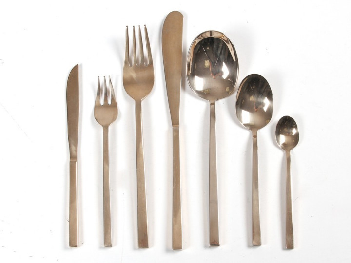 Scandinavian cutlery set Scanline in bronze. 56 pieces.