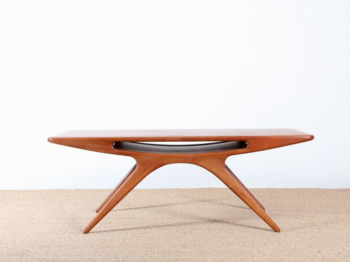 Table basse scandinave en teck, modèle Smile