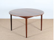 Extending round dining table in rosewood, 4 to 6 seats