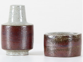 Set of scandinavian ceramic vase and pot 