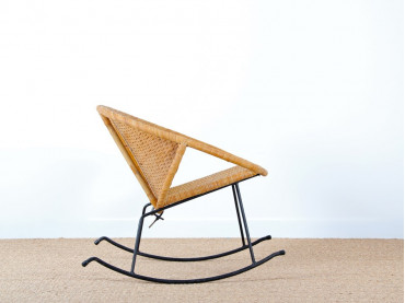 Scandinavian rocking chair in rattan