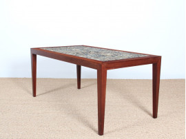 Scandinavian occasional table in mahogany and ceramic