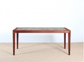 Scandinavian occasional table in mahogany and ceramic