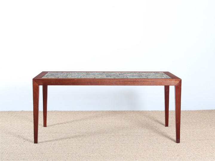 Scandinavian occasional table in mahogany and ceramic