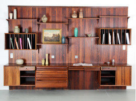 Wall rosewood shelving unit 