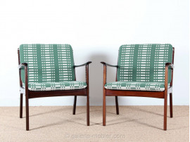 Pair of scandinavian armchairs in mahogany