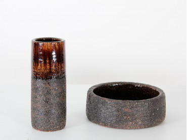 Set of scandinavian ceramic vase and bowl