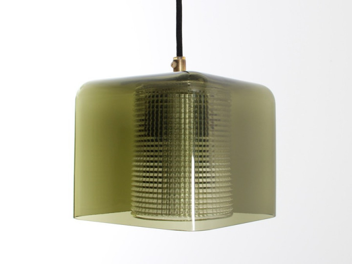 Lampe à Suspension Mid-Century Scandinave en Verre, 1960s en vente sur