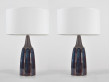 Paire de lampes en céramique scandinave bleue