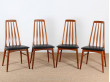 Suite de 4 chaises scandinaves en teck "Eva"