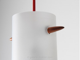 Scandinavian pendant lamp in sanded glass and rosewood