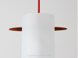 Scandinavian pendant lamp in sanded glass and rosewood