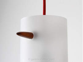 Scandinavian pendant lamp in sanded glass and rosewood