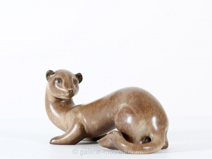 Grand Vase Gunnar Nylund Pour Rörstrand - Céramique Marron - Scandinave Mid-Century - 45 Cm