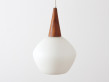 Scandinavian pendant lamp in glass and teak