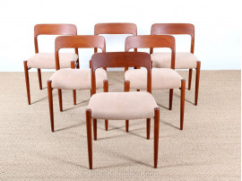 Set of 6 Scandinavian chairs in teak, model 75 (1954)