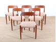 Set of 6 Scandinavian chairs in teak, model 75 (1954)