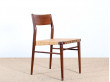 Set of 6  chairs in teak and cane. 