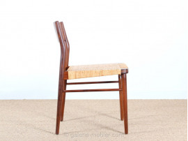 Set of 6  chairs in teak and cane. 