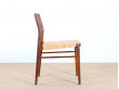 Set of 6  chairs in teak and cane. 