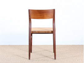 Set of 6  chairs in teak and cane. 