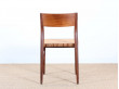 Set of 6  chairs in teak and cane. 