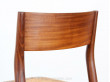 Set of 6  chairs in teak and cane. 